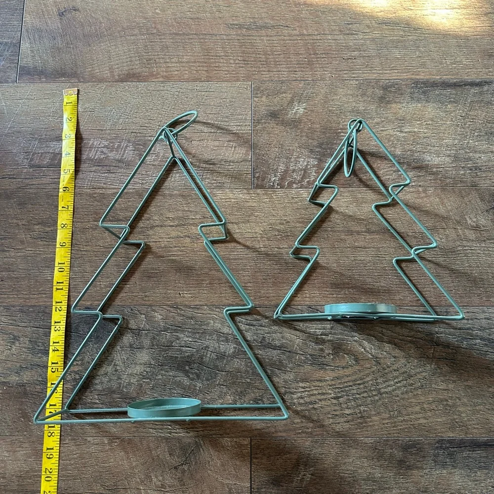 Green Christmas Tree Candle Holders