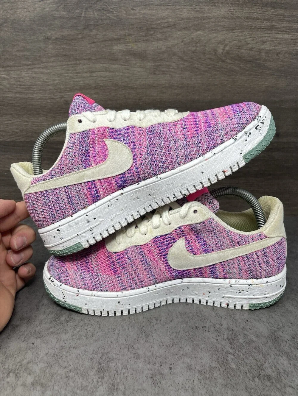 Nike Air Force 1 Crater Flyknit Pink Multicolor Womens Size 8.5 Casual Sneakers