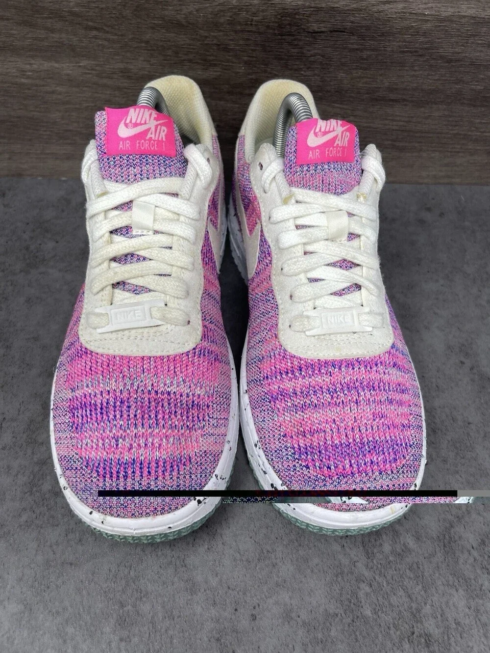 Nike Air Force 1 Crater Flyknit Pink Multicolor Womens Size 8.5 Casual Sneakers