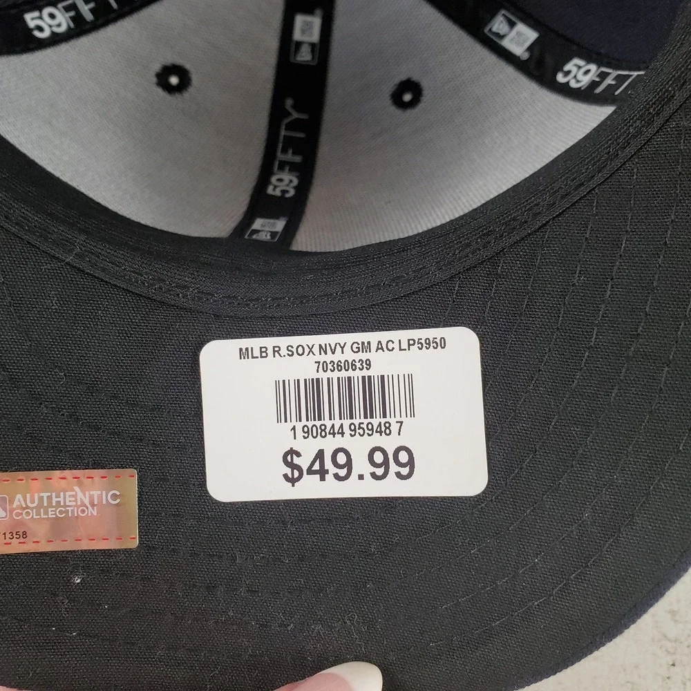 New Era Boston Red Sox 59Fifty Navy Fitted Hat Cap Sz 7 3/4