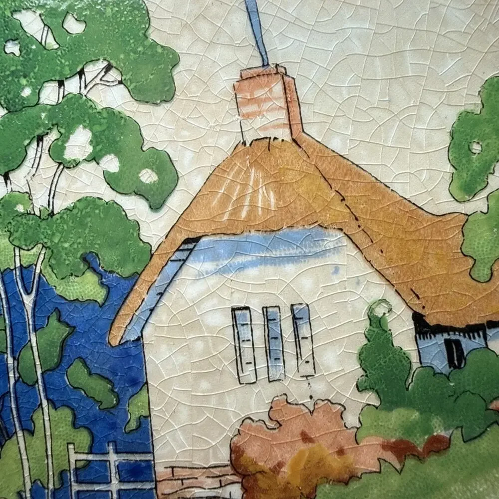 Harker Hotoven Chinawear Pottery Thatched Cottage Platter Cake Plate and Server