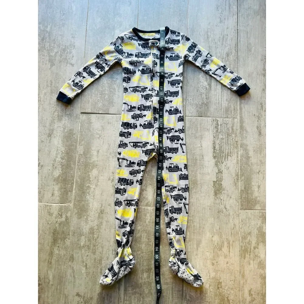 BABY GAP Gray Boys Toddler Zip Footie One Piece Pajamas Pjs Construction 4T GOOD