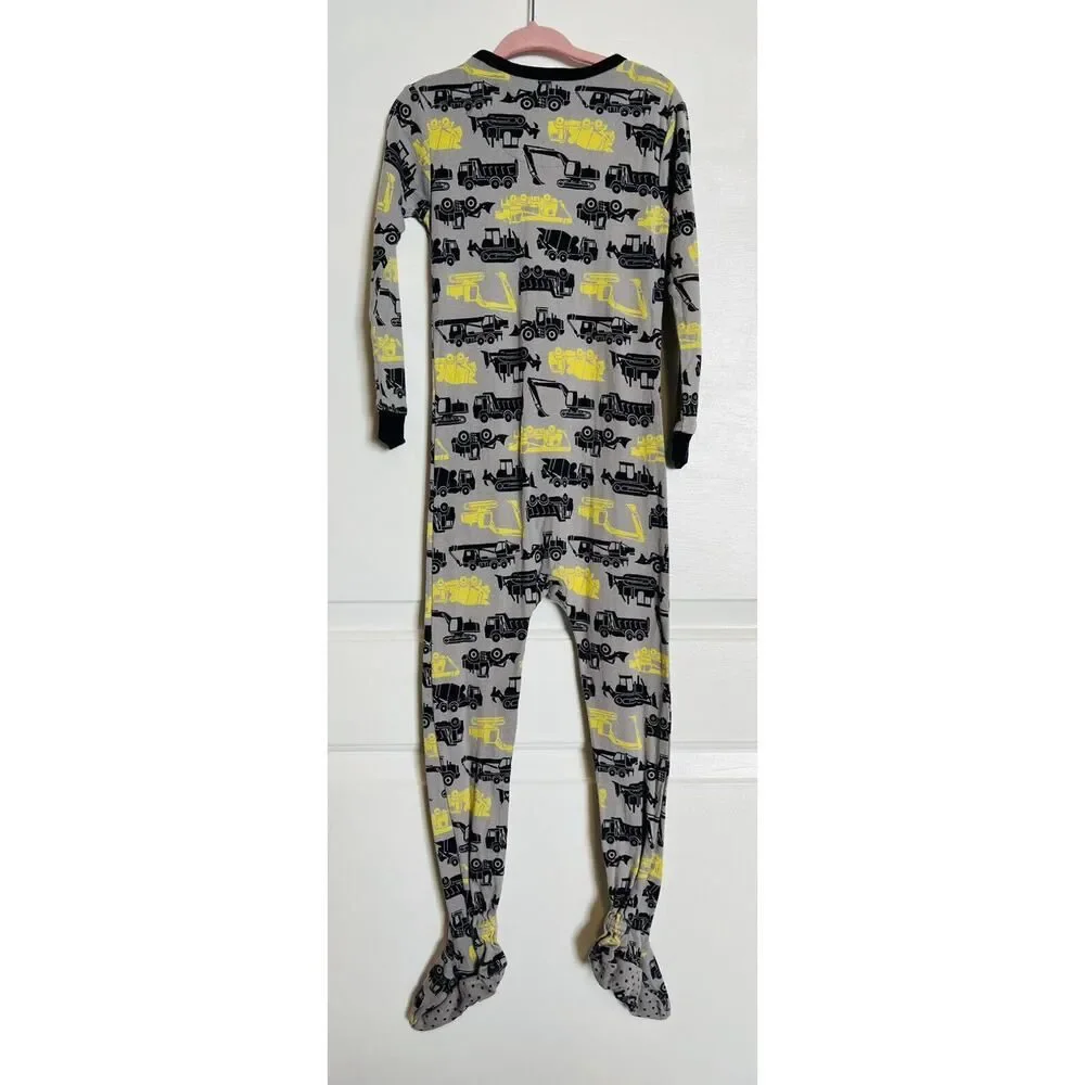 BABY GAP Gray Boys Toddler Zip Footie One Piece Pajamas Pjs Construction 4T GOOD