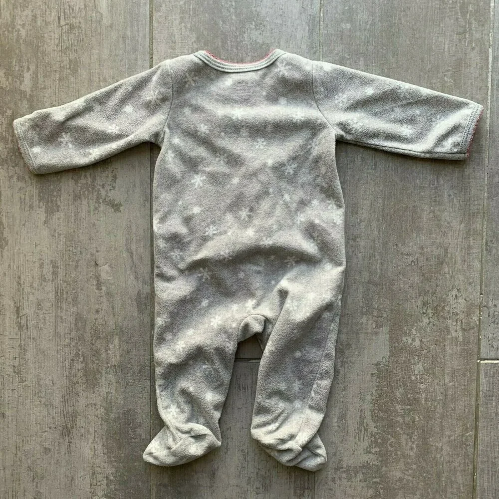 Baby Infant Girl Snowman Christmas Fleece Footie Snap Sleeper One-Piece 3 Months