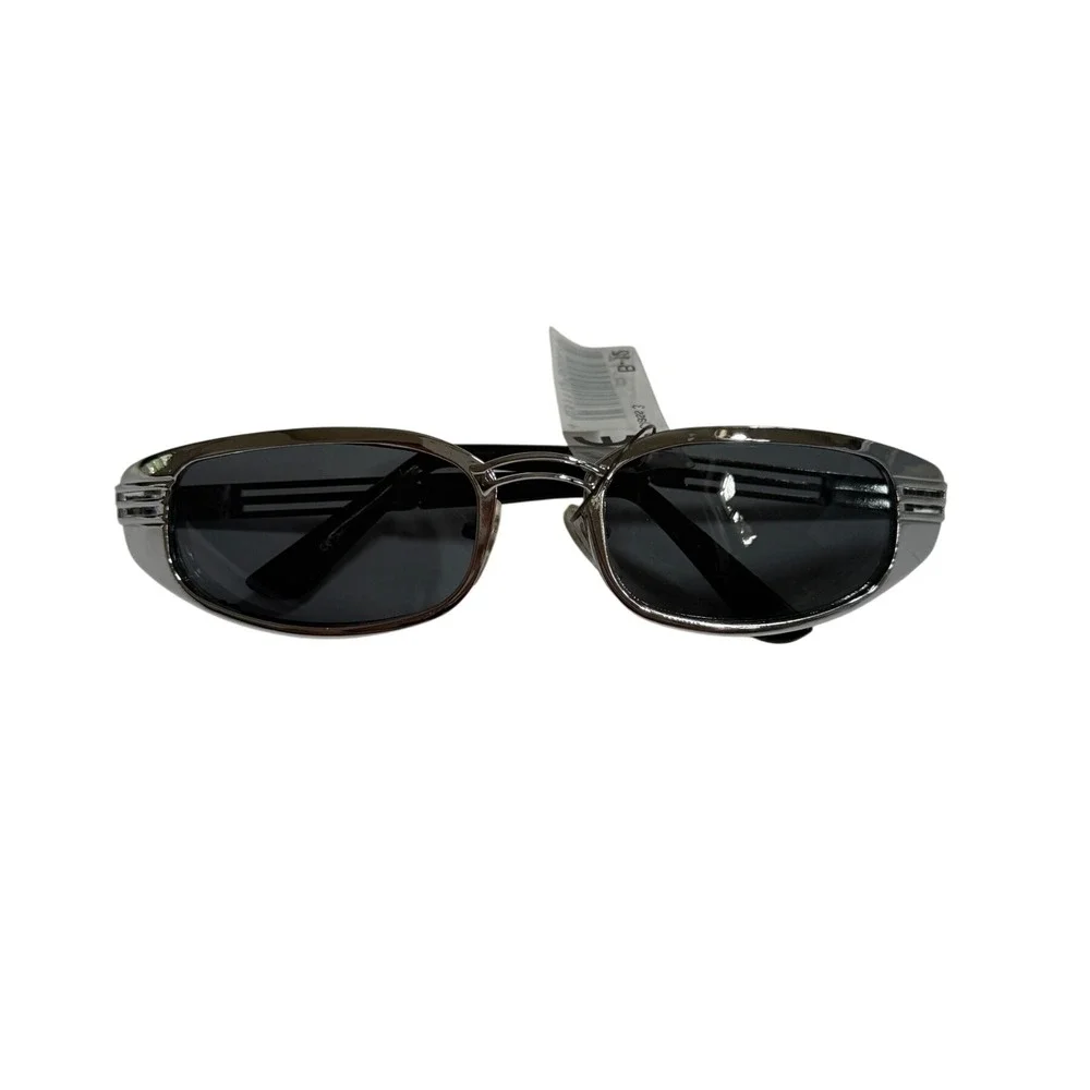 VINTAGE 90s Y2K Metallic Silver Wrap Sunglasses - Deadstock