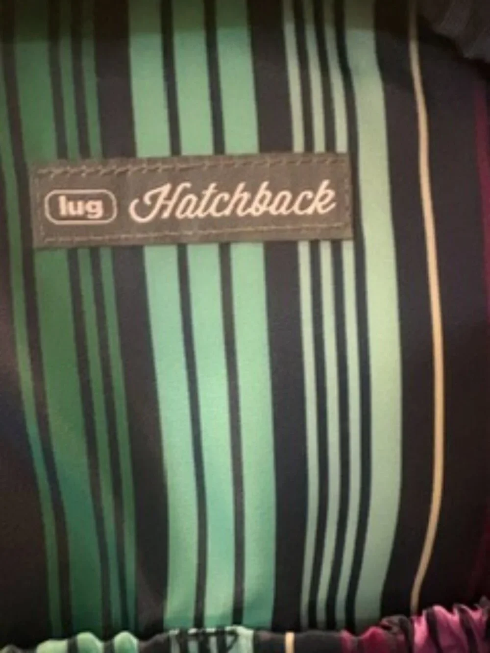 Lug-Hatchback Navy Multi Dots with matching Tram- EUC