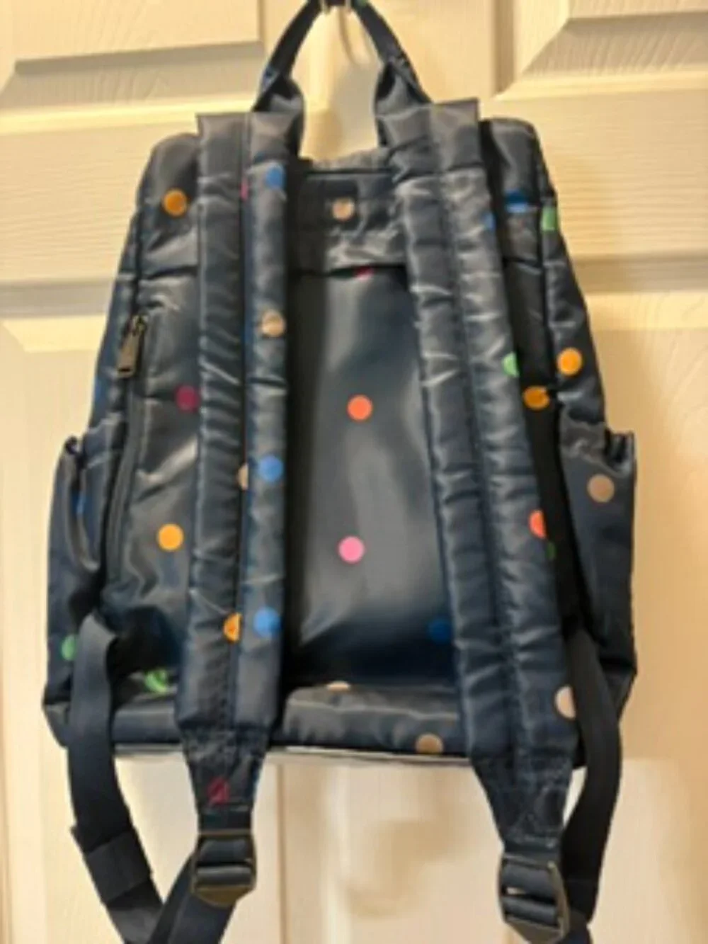 Lug-Hatchback Navy Multi Dots with matching Tram- EUC