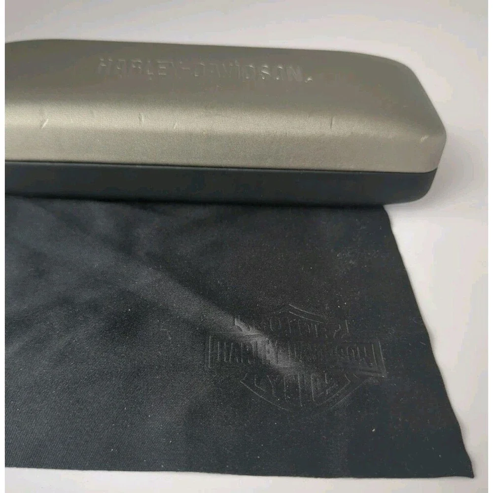 Harley Davidson Sunglasses Snap Case Gray/Black Hard Side Clamshell & Logo Cloth