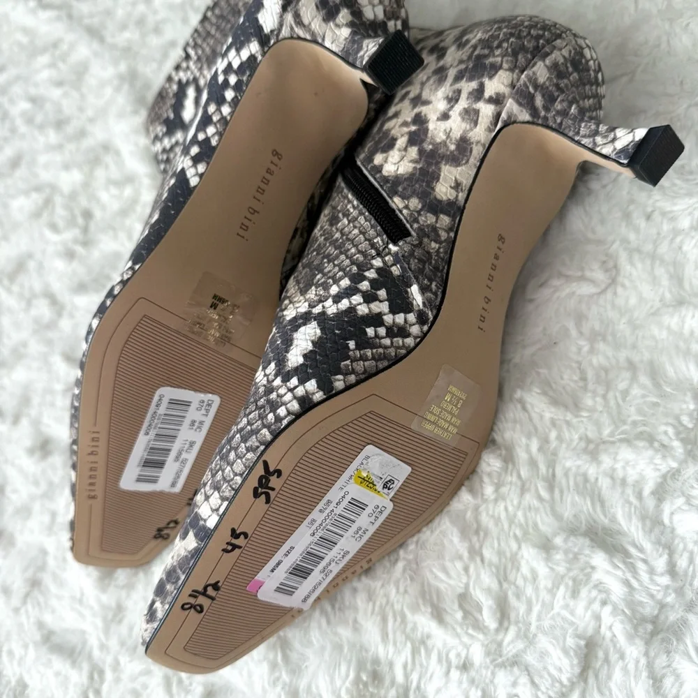 NEW Gianni Bini Snake Print Kitten Heel Leather Booties