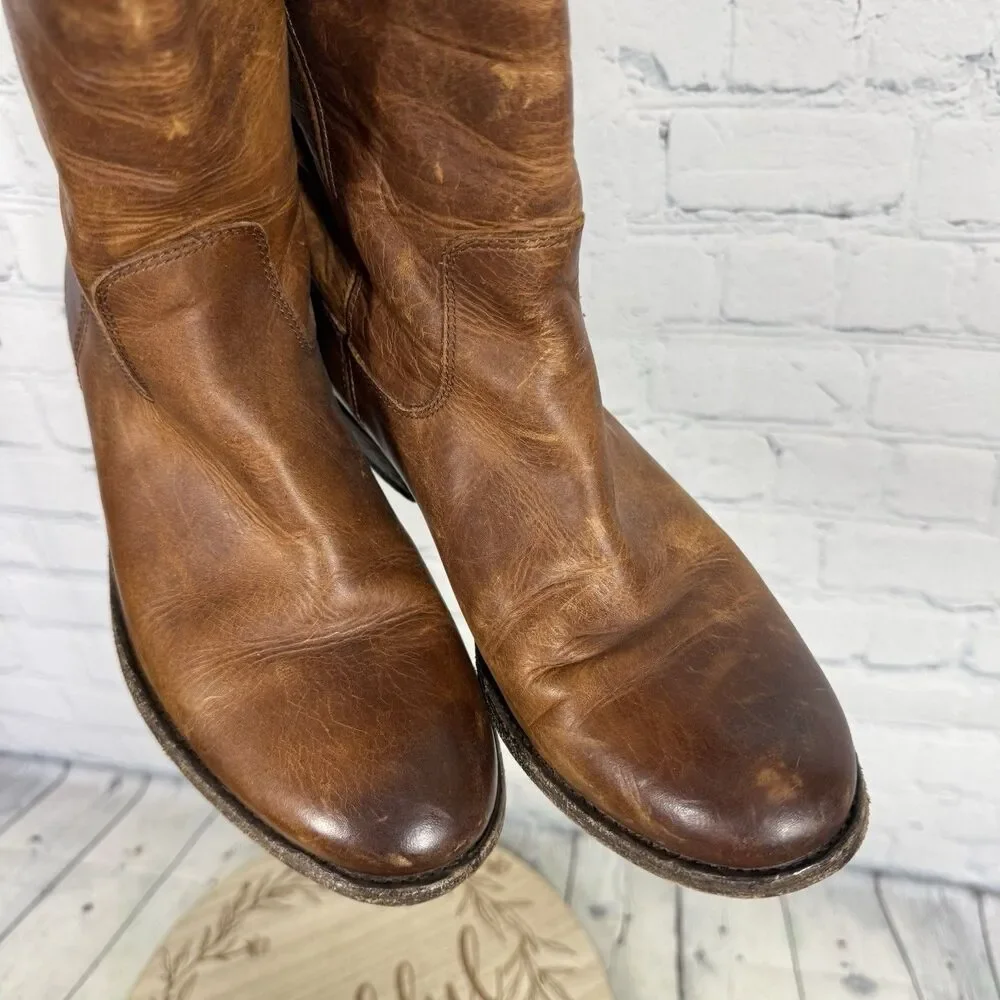 Frye Melissa Button Riding Boots Womens 7 Brown Leather Tall Equestrian USA
