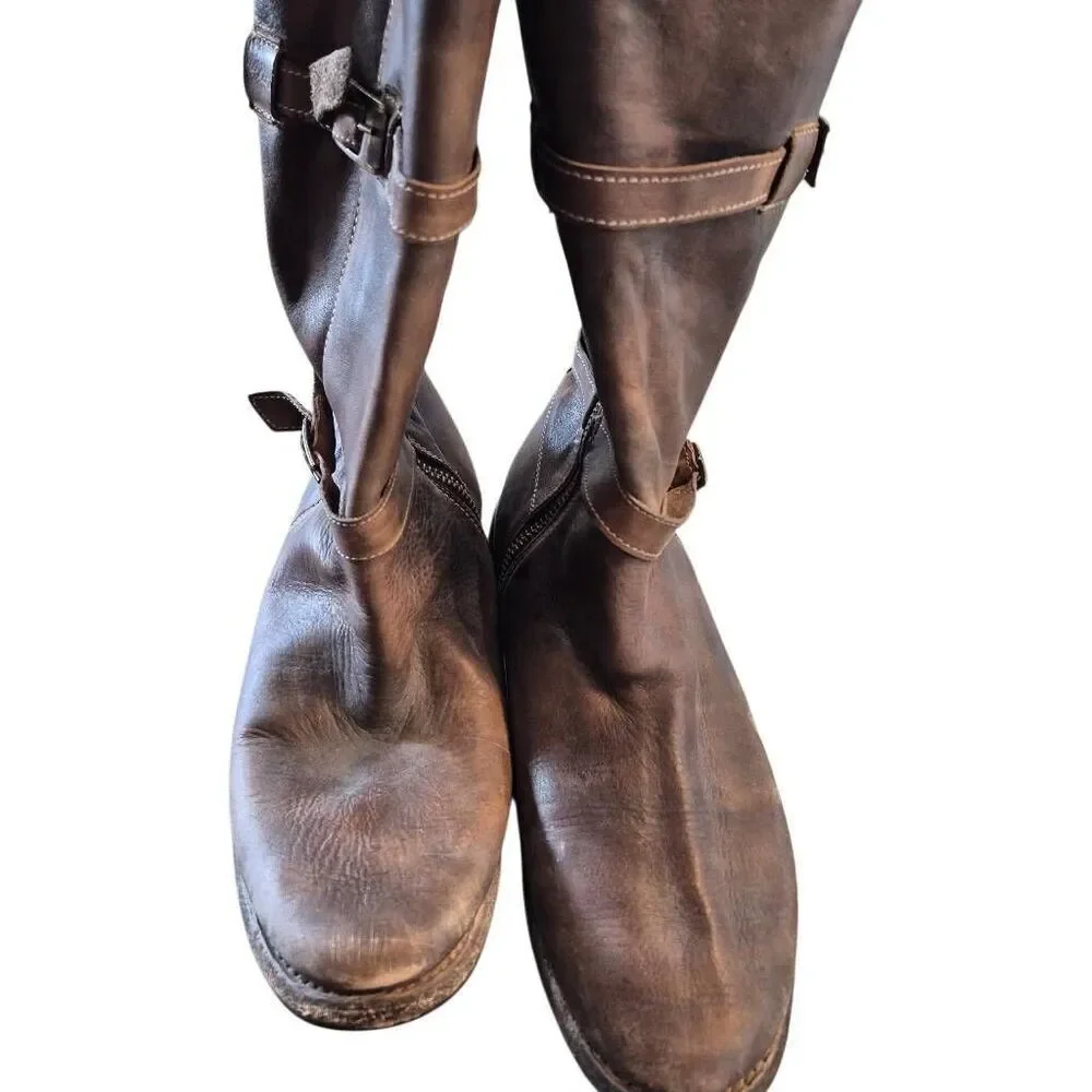 Bed Stu Bed-Stu Cobbler Series Women's Turn Leather Mid-Calf Boots Side Zip USED