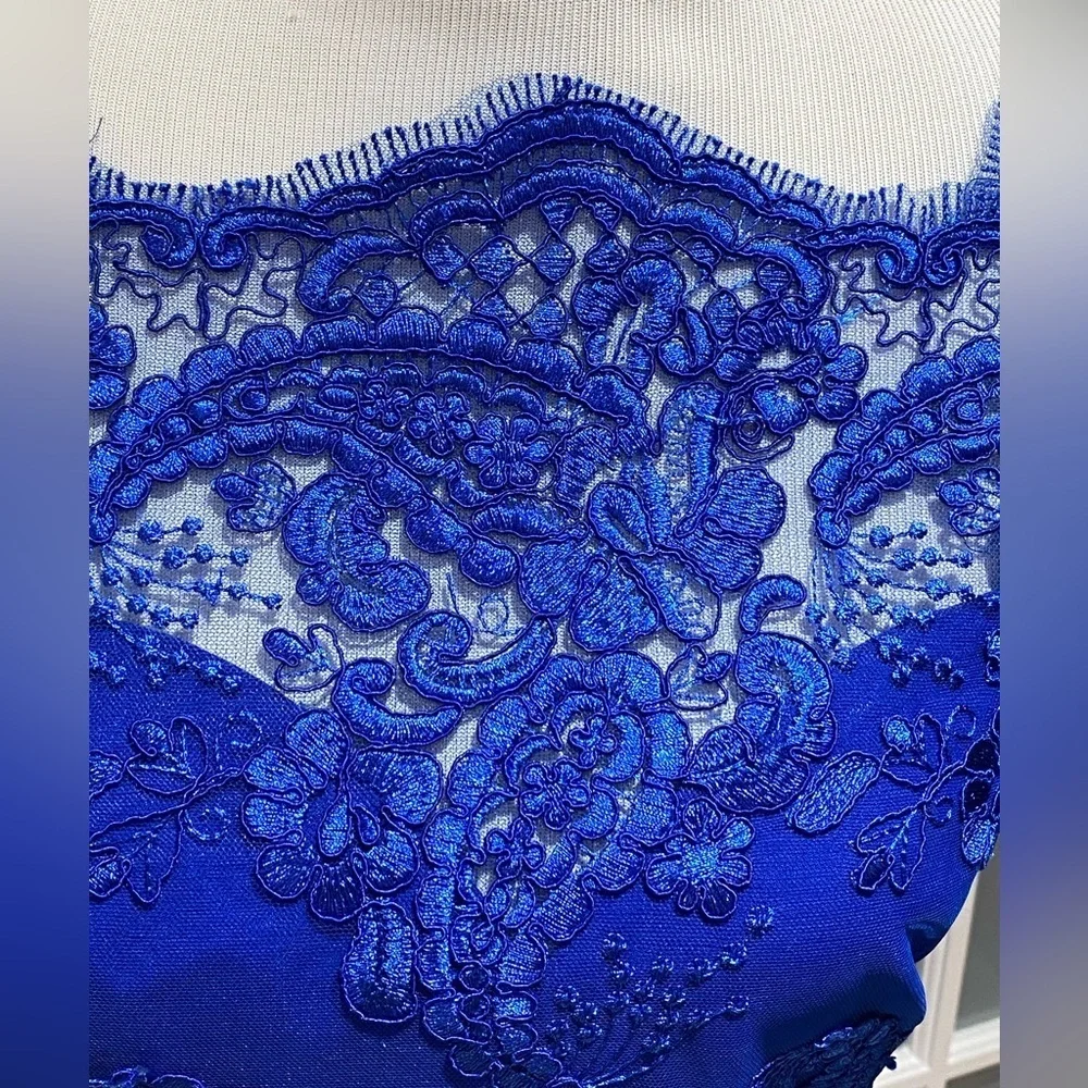 NWOT Royal Blue Girl's Flare Hi-Lo Pageant Dress Size S/M