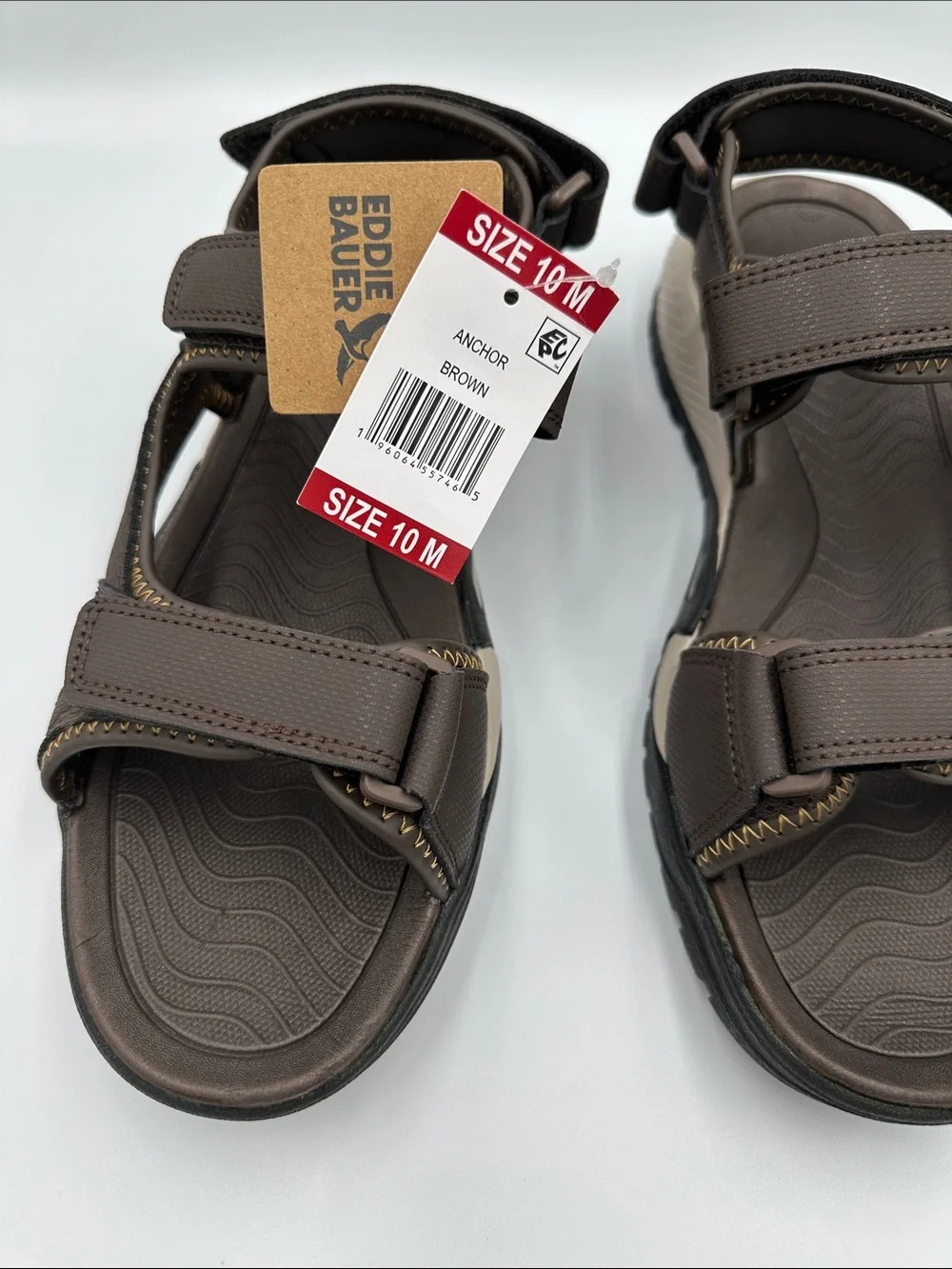 NWT Eddie Bauer Anchor Brown Sport Sandals Men’s Size 10M Comfort Outdoor Hiking