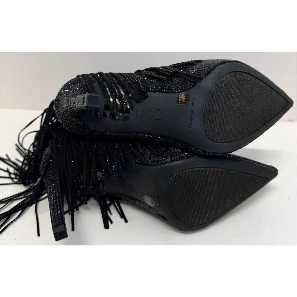 INC Boots Size 5.5 Black Western Ankle‎ Booties Pointed Toe Evening Shoes NEW