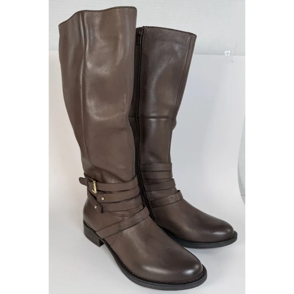 Steve Madden Boots Womens Size 8 Brown Albany Knee High Zip Equestrian Low Heel