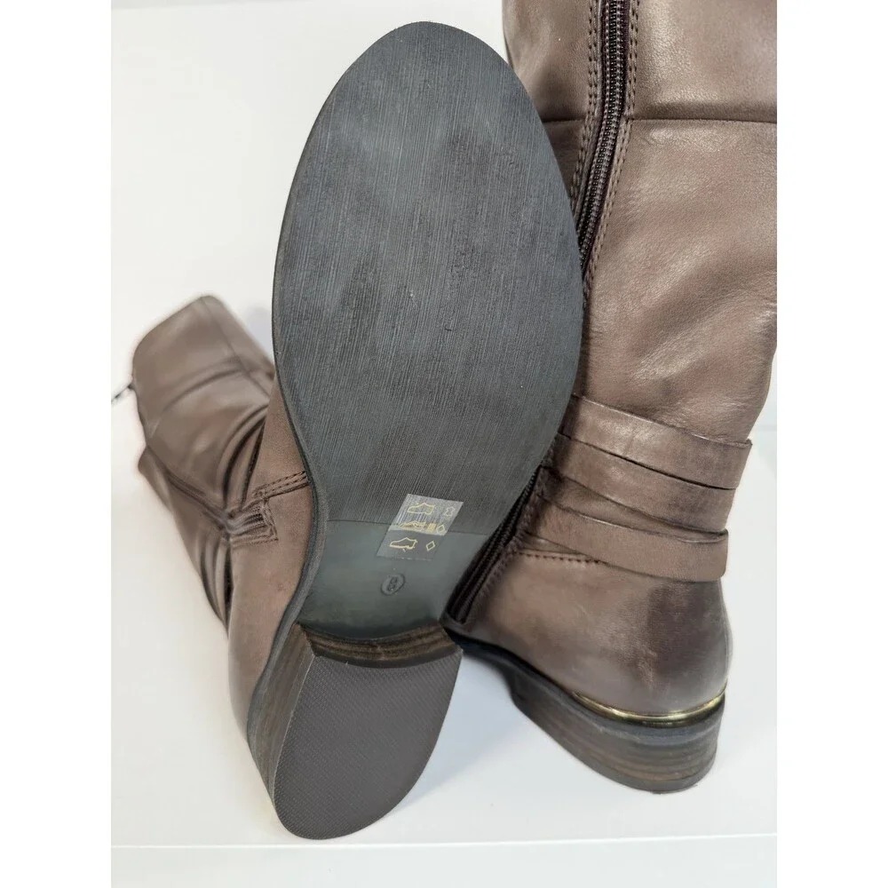 Steve Madden Boots Womens Size 8 Brown Albany Knee High Zip Equestrian Low Heel