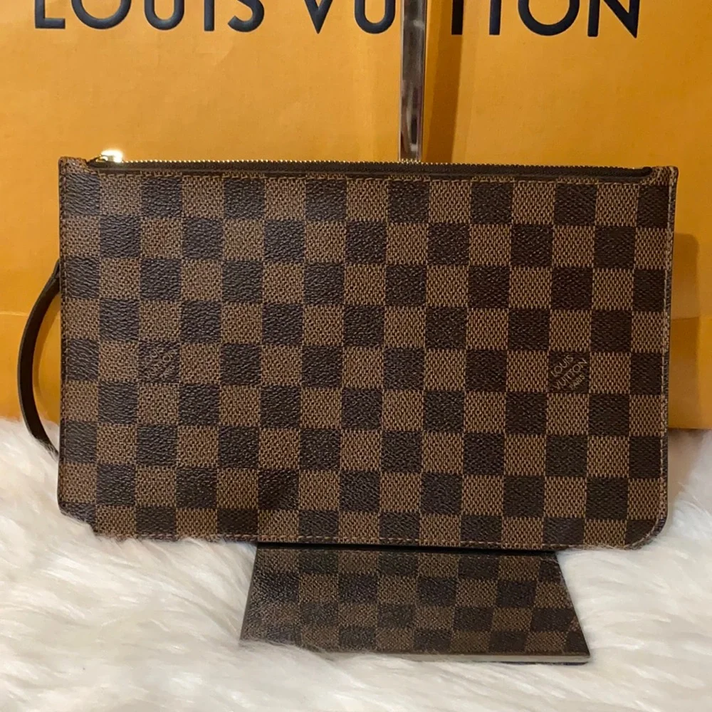 Louis Vuitton Brown Damier Ebene Wristlet Clutch