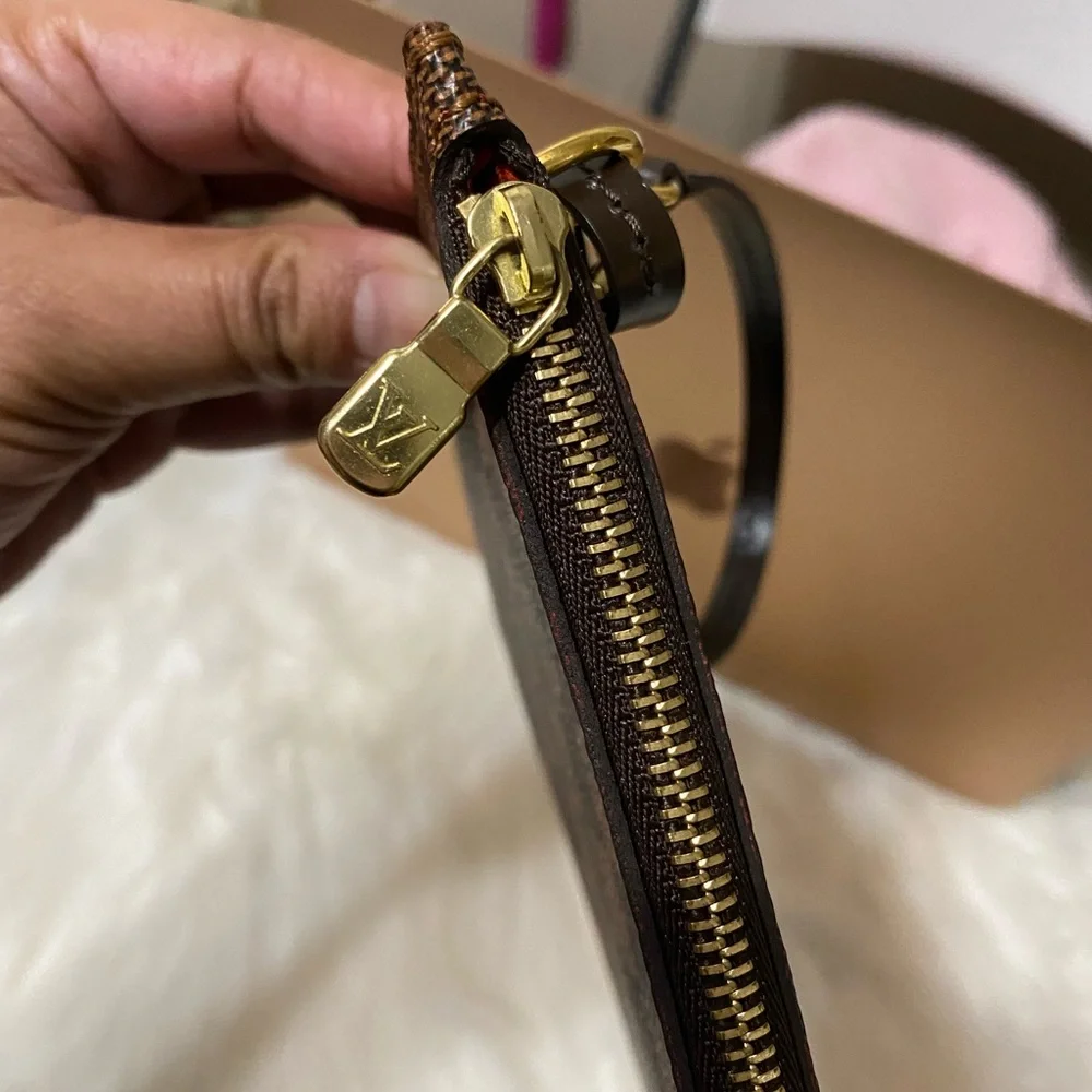 Louis Vuitton Brown Damier Ebene Wristlet Clutch