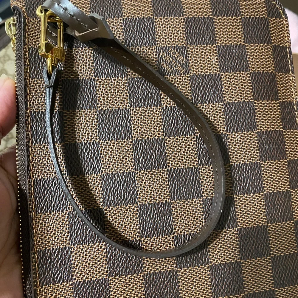 Louis Vuitton Brown Damier Ebene Wristlet Clutch