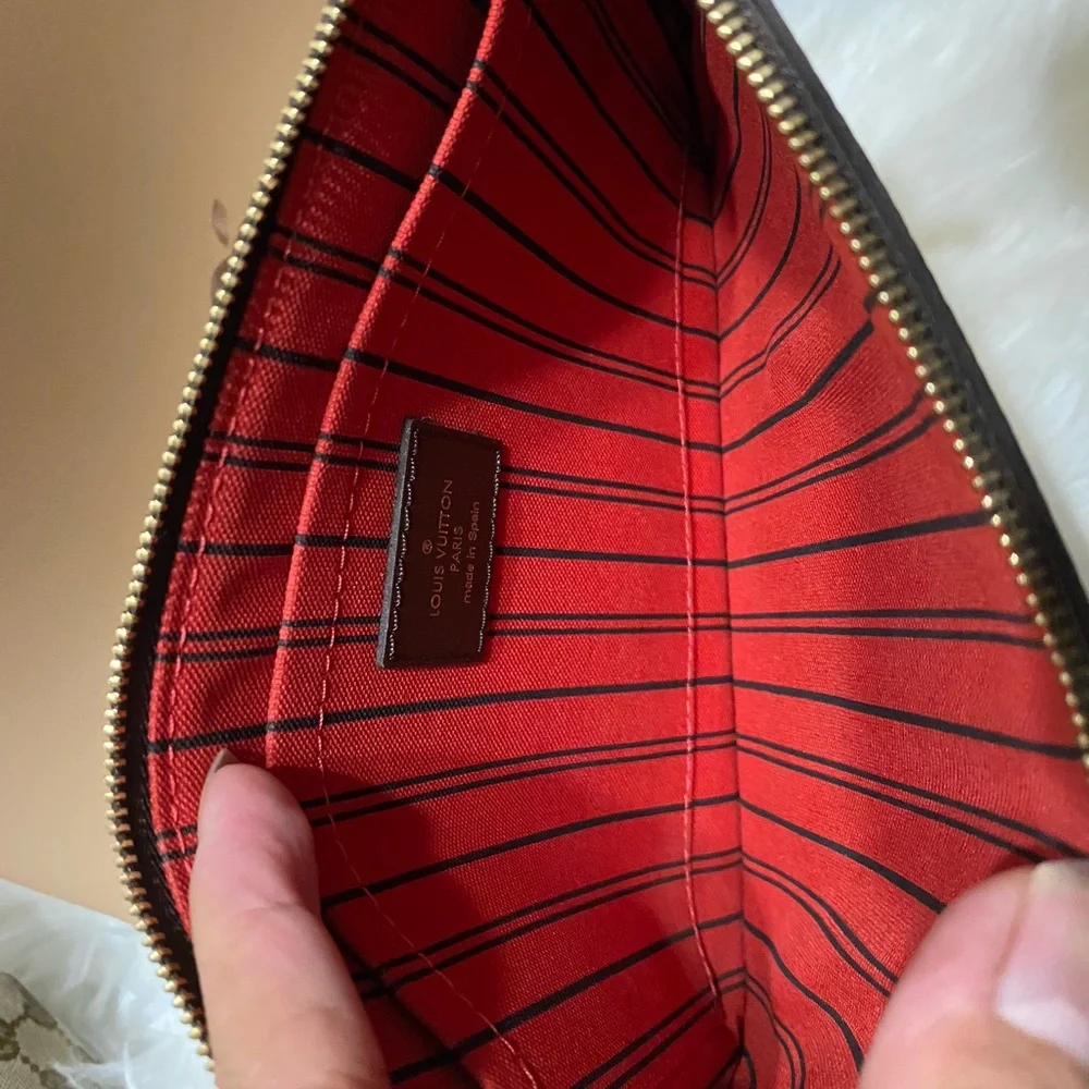 Louis Vuitton Brown Damier Ebene Wristlet Clutch