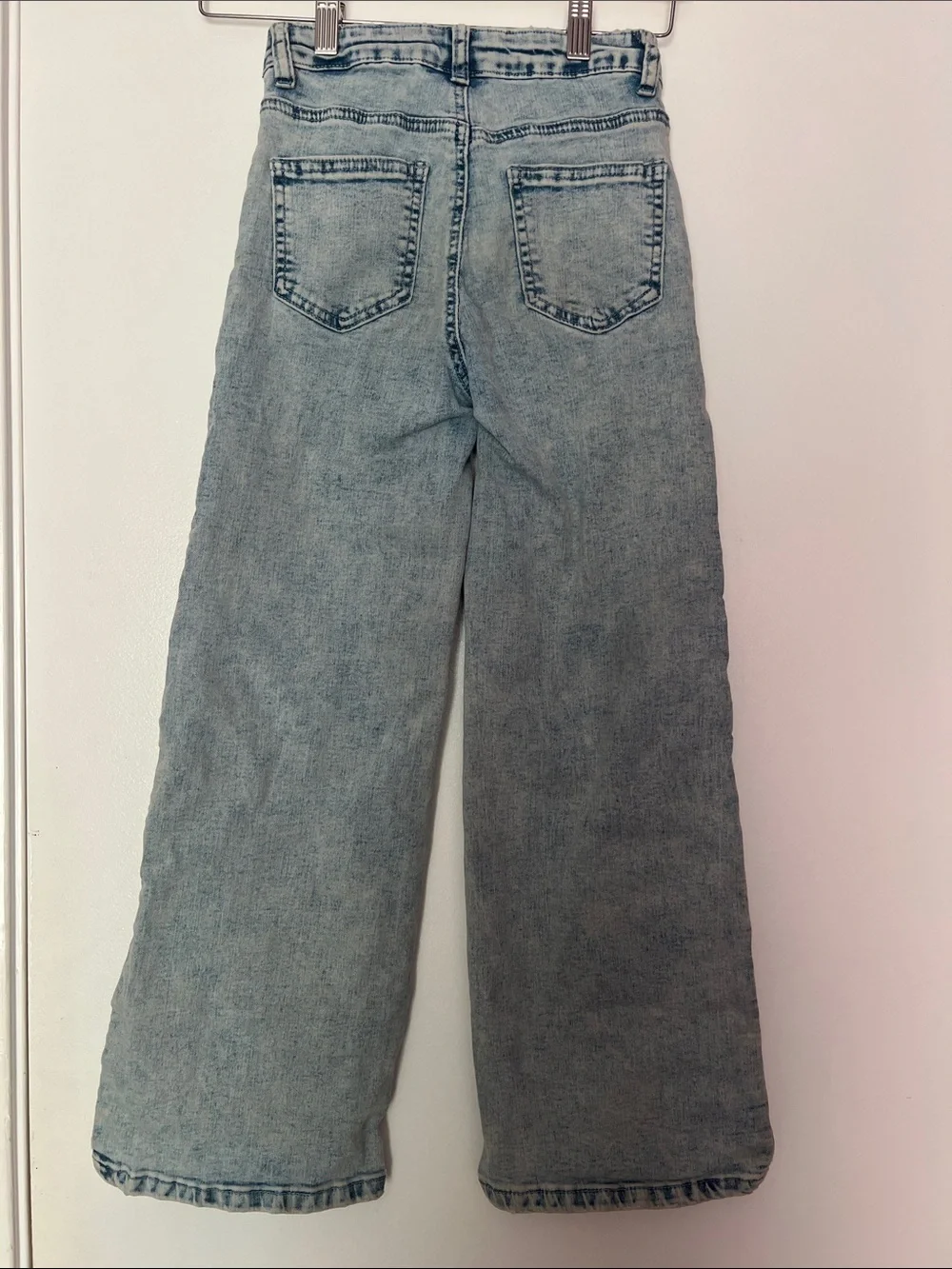 Light Wash Kids Jeans with Pink Heart Accents