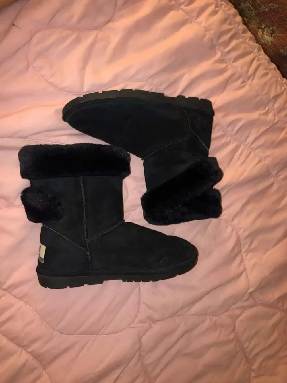 LAMO Essential Wrap Women's Black Suede and Faux Fur Boots