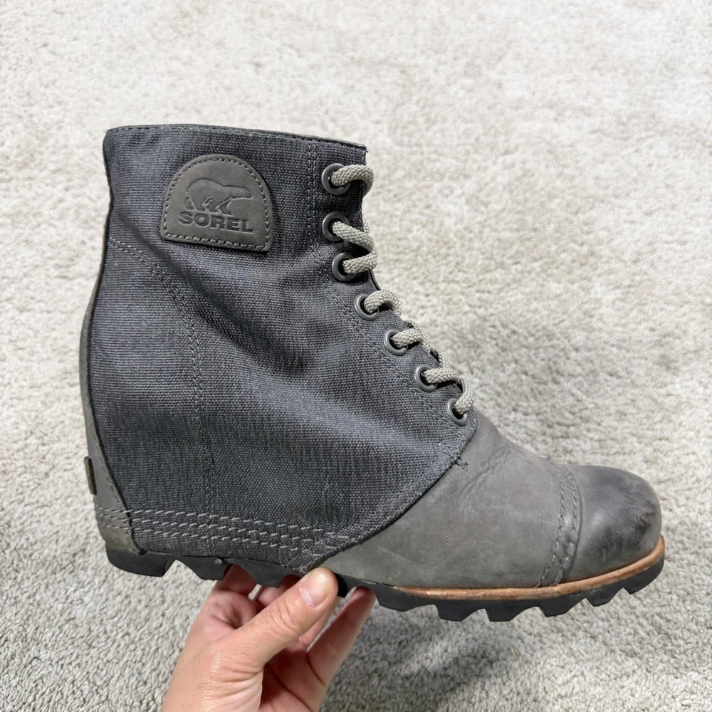 Sorel Women’s PDX Lexie Wedge Lace-Up Ankle Boots Bootie in Gray Quarry 10