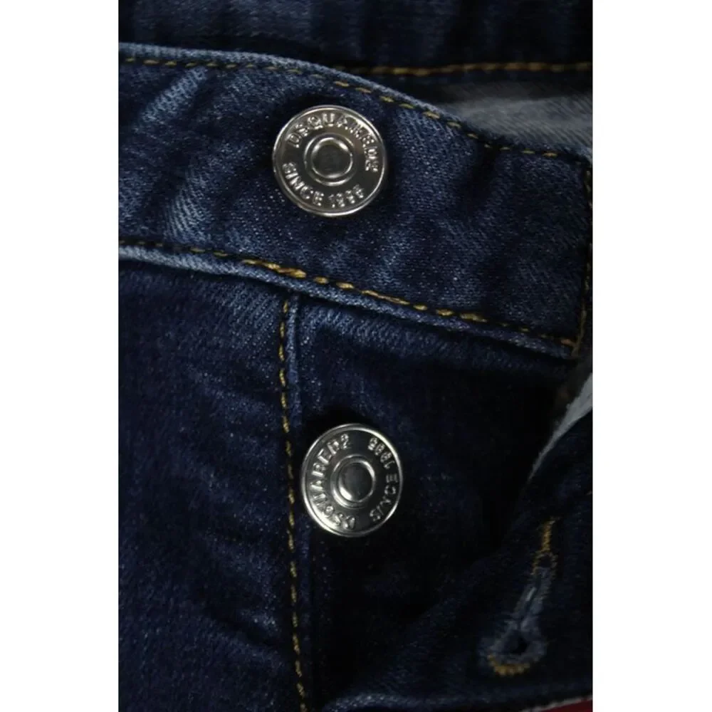 Dsquared2 Girls Button Fly Distressed Dark Wash Cropped Jeans Blue Size 16