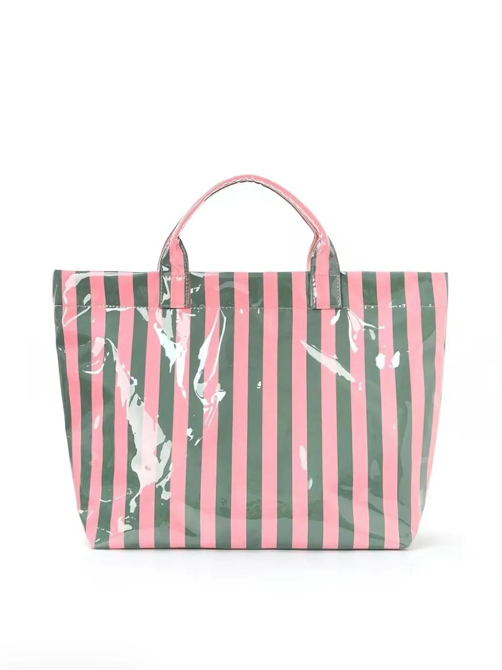 Pink & Green Striped Tote Bag