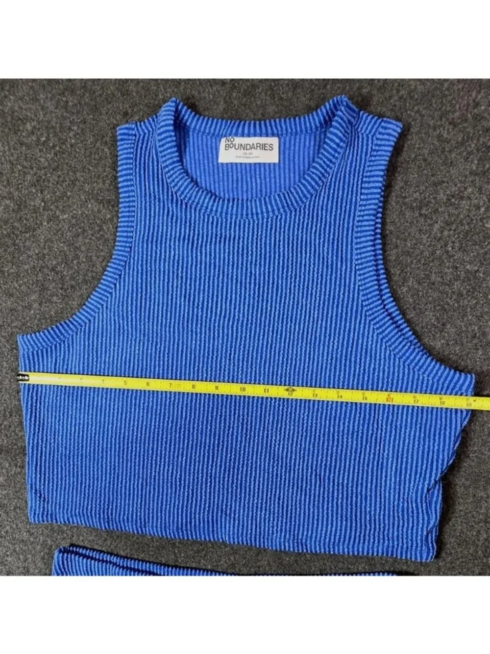 No Boundaries Ribbed Knit 2-Piece Set Top XXL 20 Skirt L 12-14 Blue Stripe