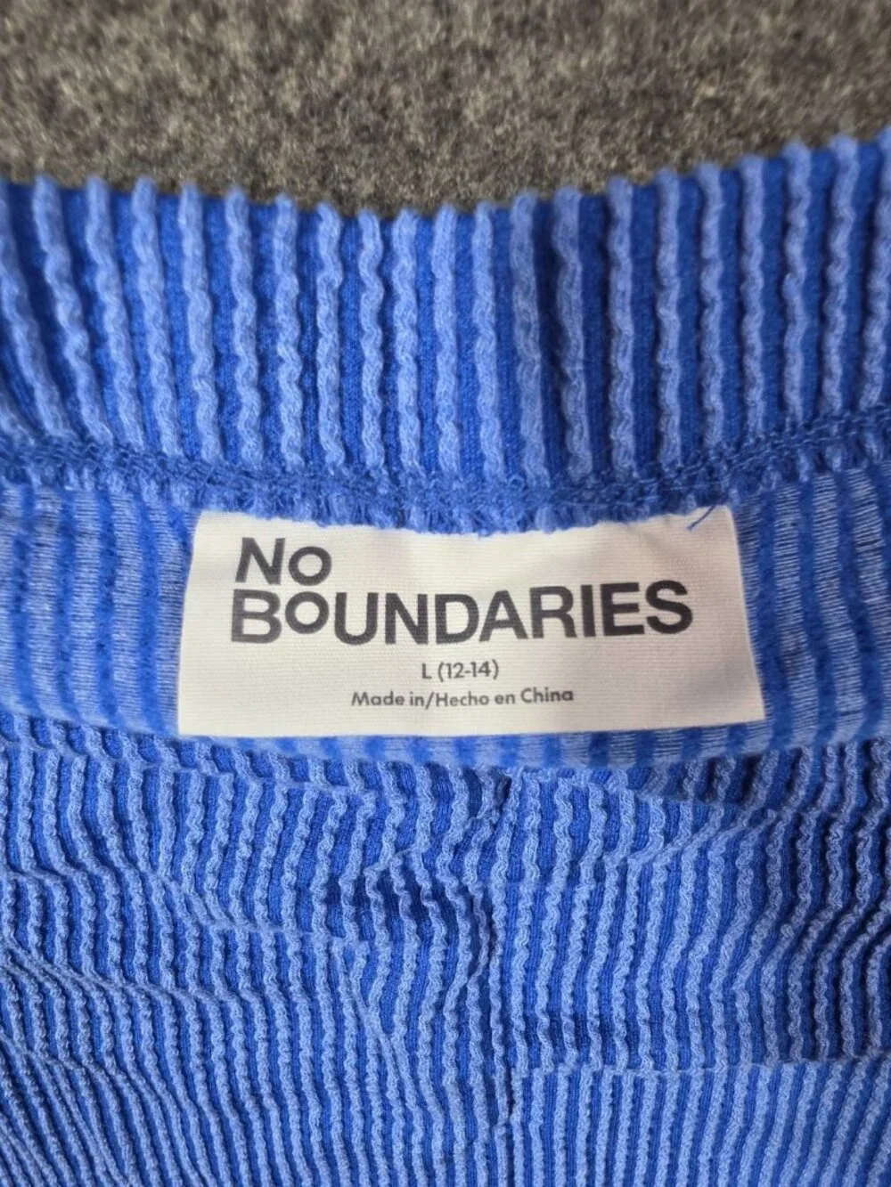 No Boundaries Ribbed Knit 2-Piece Set Top XXL 20 Skirt L 12-14 Blue Stripe