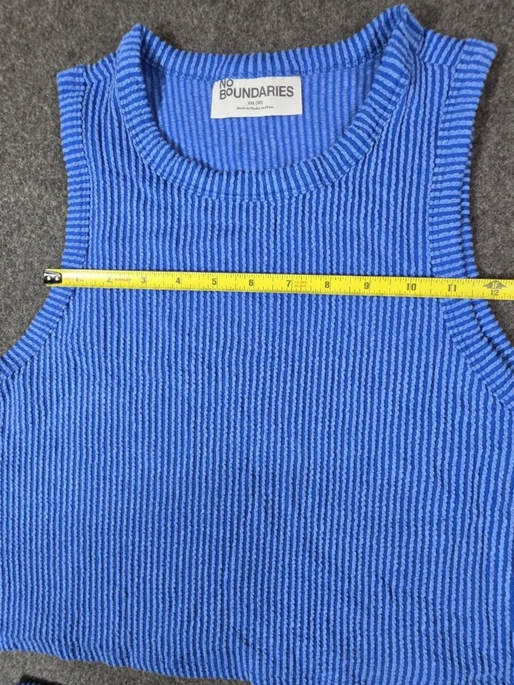 No Boundaries Ribbed Knit 2-Piece Set Top XXL 20 Skirt L 12-14 Blue Stripe