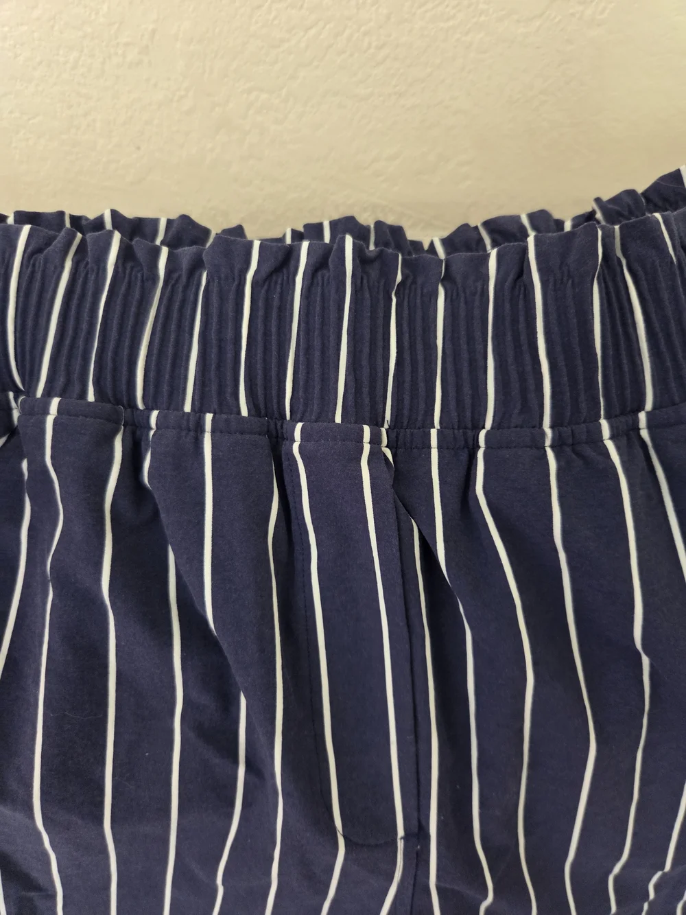 Lululemon Stretch Woven Ruffle- -Waist Wide-Leg Cropped Pant - Navy Stripe