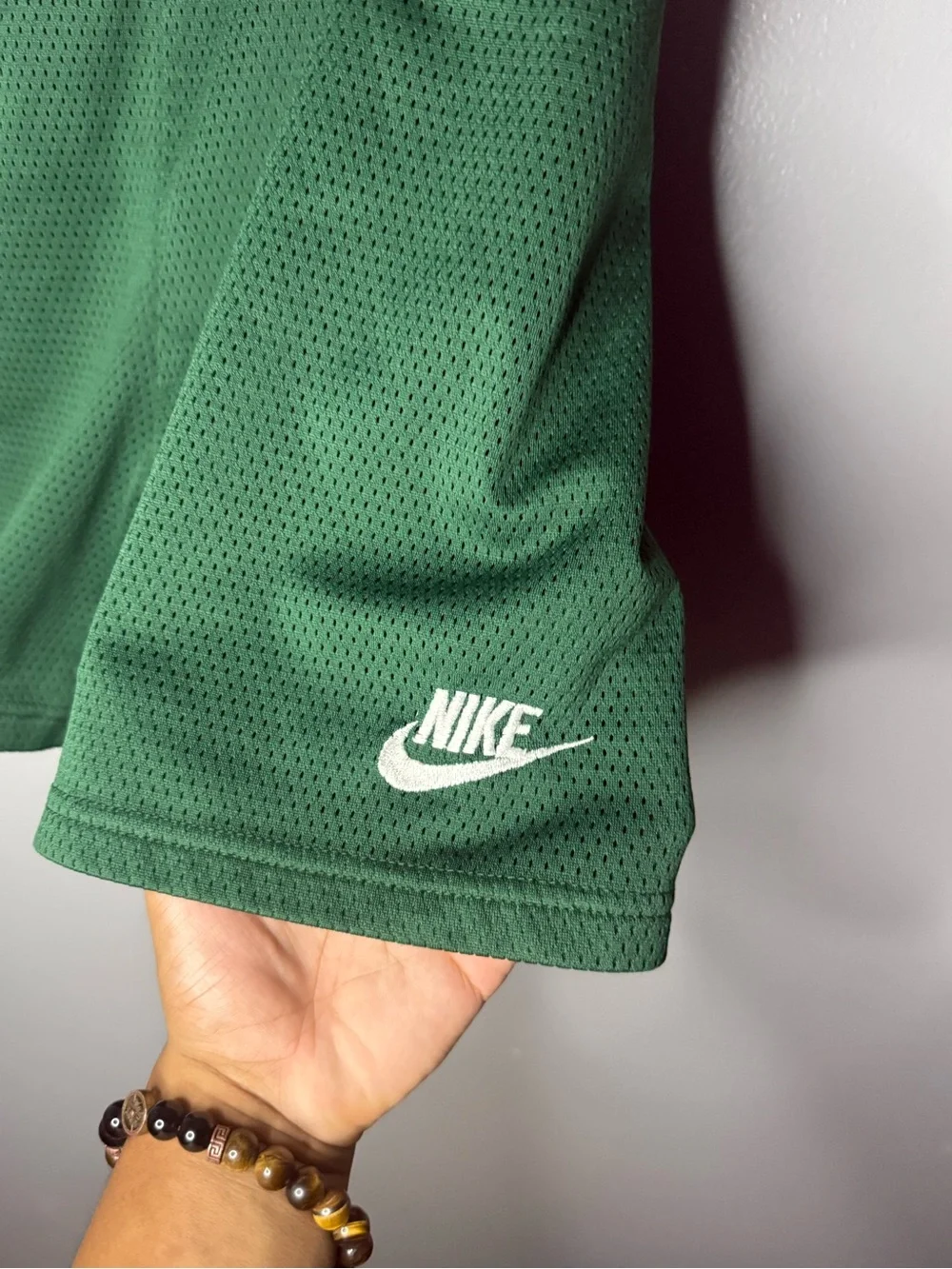 Vintage 90s Nike Men’s Mesh Shorts Green Swoosh Athletic Basketball