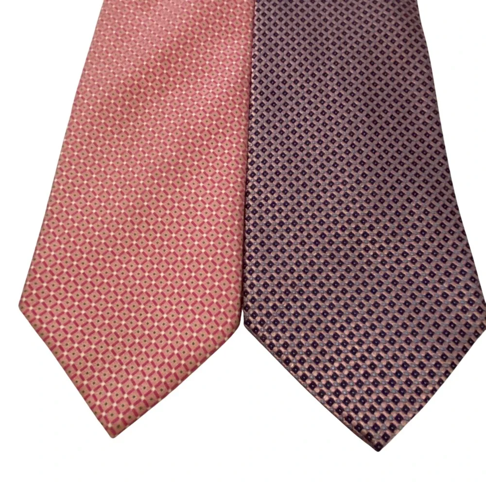 Brooks Brothers‎ 346 Mens Silk Necktie Lot 2 Pink Purple Geometric Pattern Ties