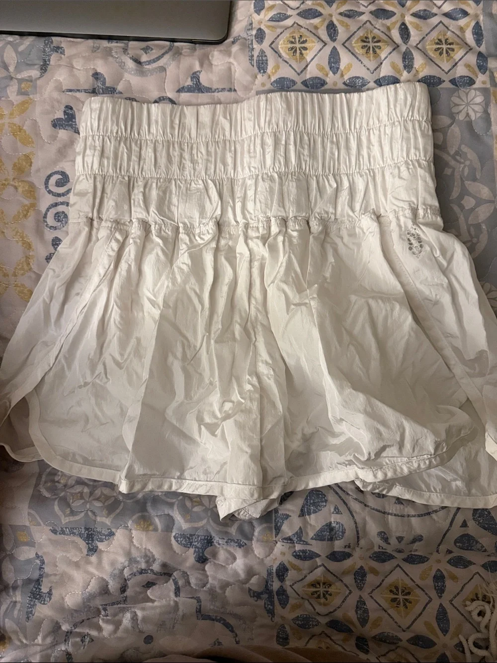 Free People White Smocked Waist Athletic Shorts