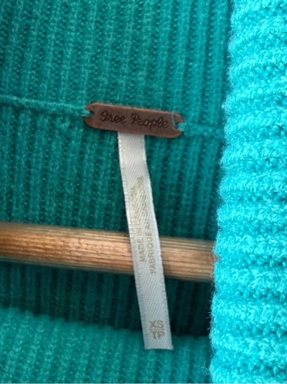 Free People Teal Ribbed Turtleneck Sweater