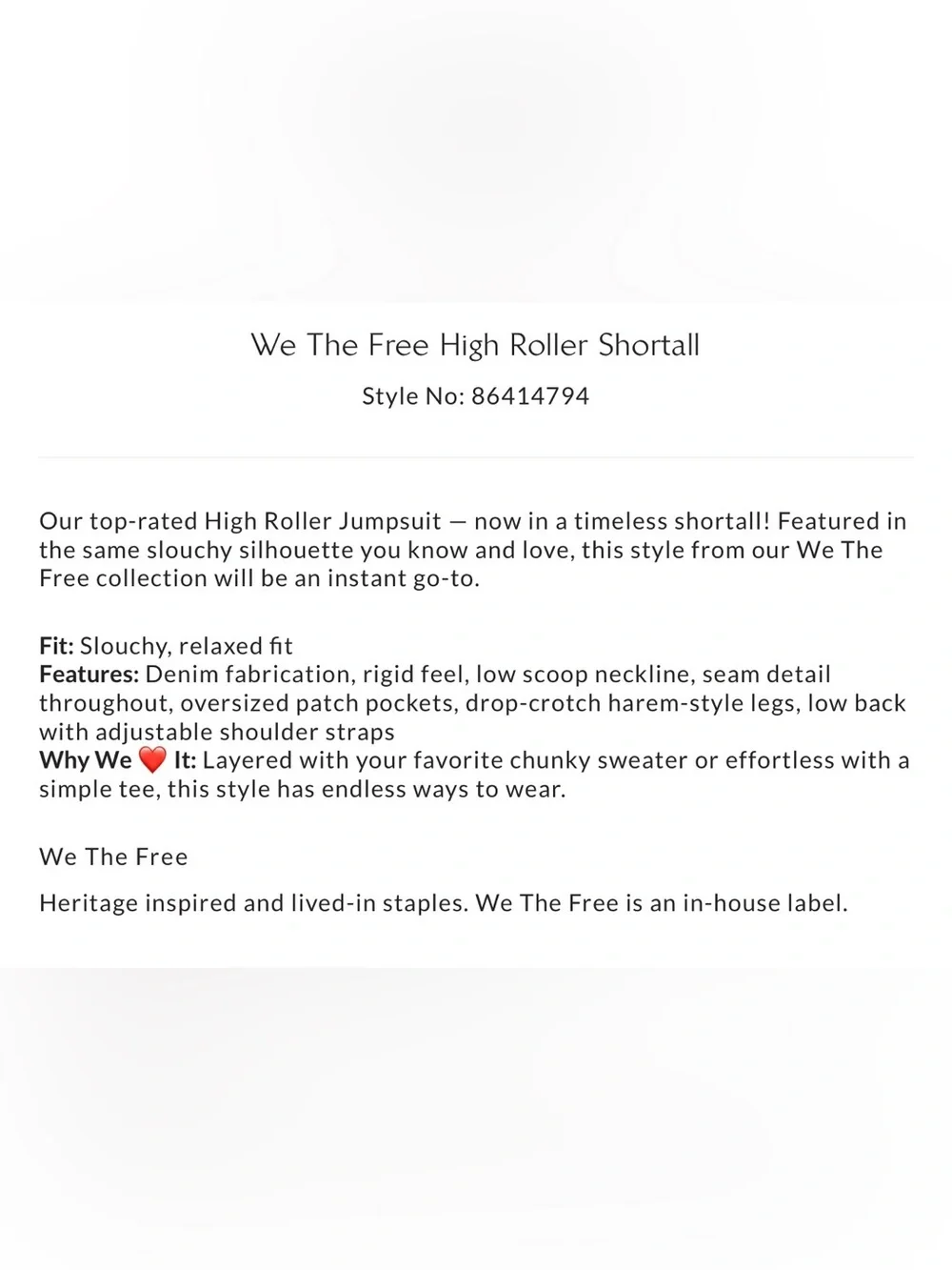 Free People We the Free High Roller Shortall