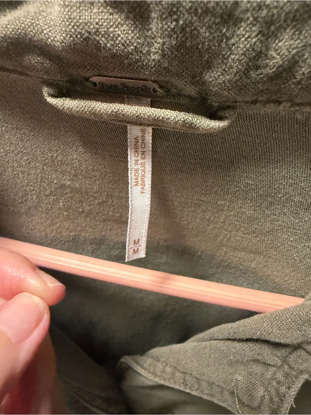 Free People Olive Green Utility Jacket with Oversized Pockets