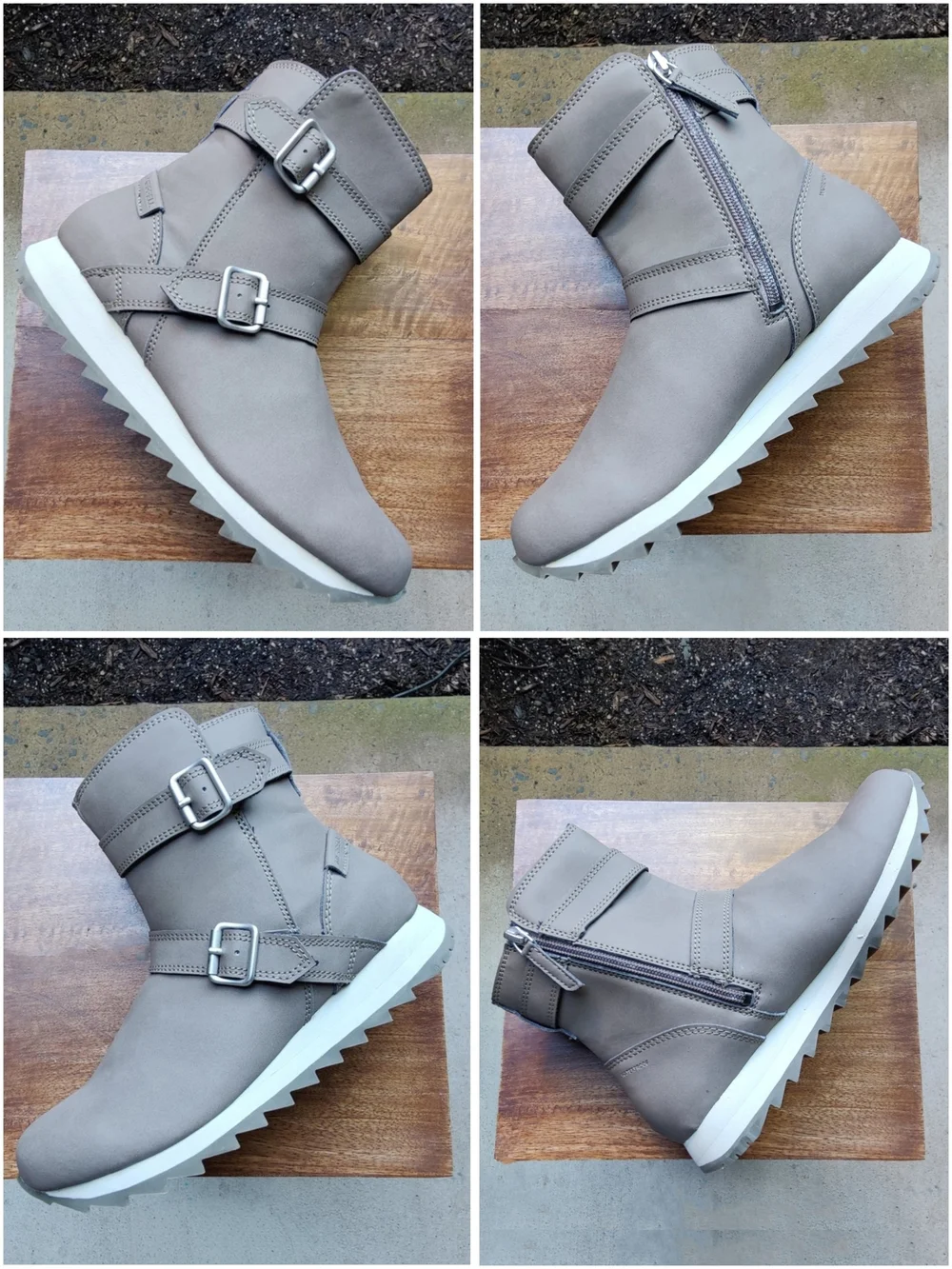 Merrell Alpine Buckle Boots Waterproof Side Zip Taupe Side Zip Gray Women's 7.5