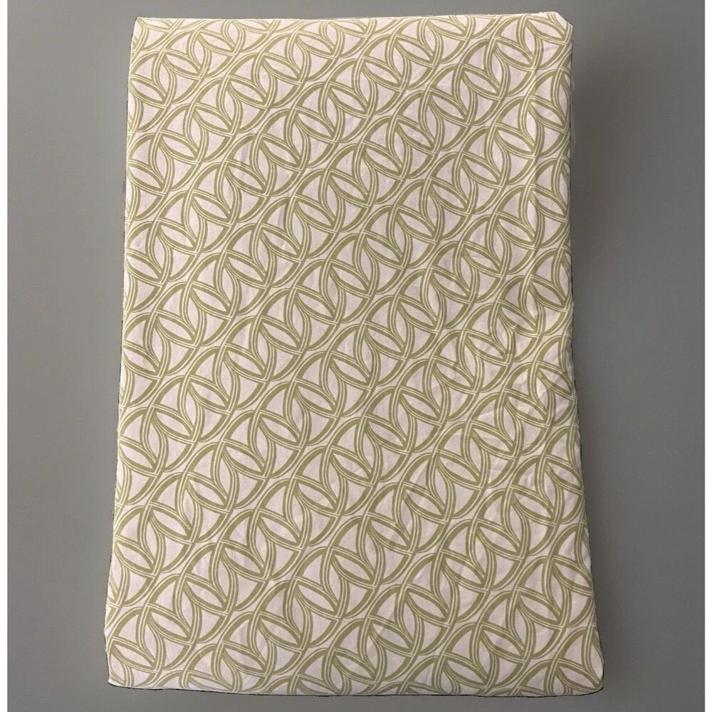 West Elm ChainInterlocking Geometric Sage Green Duvet Cover King 100% Cotton