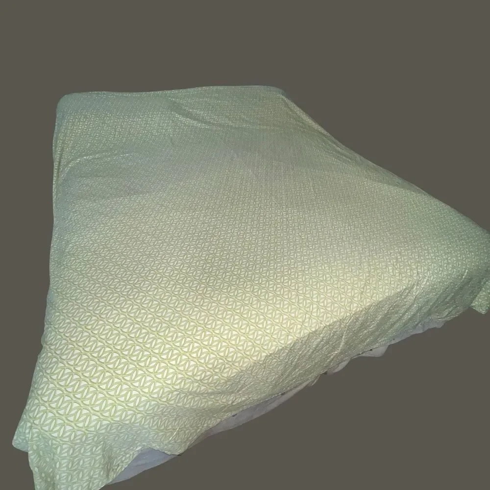 West Elm ChainInterlocking Geometric Sage Green Duvet Cover King 100% Cotton