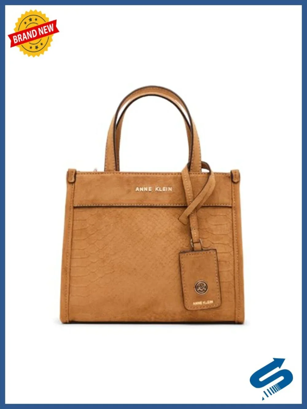 Faux Suede Mini Tote with Textured Finish, Top Handle, Snap Closure