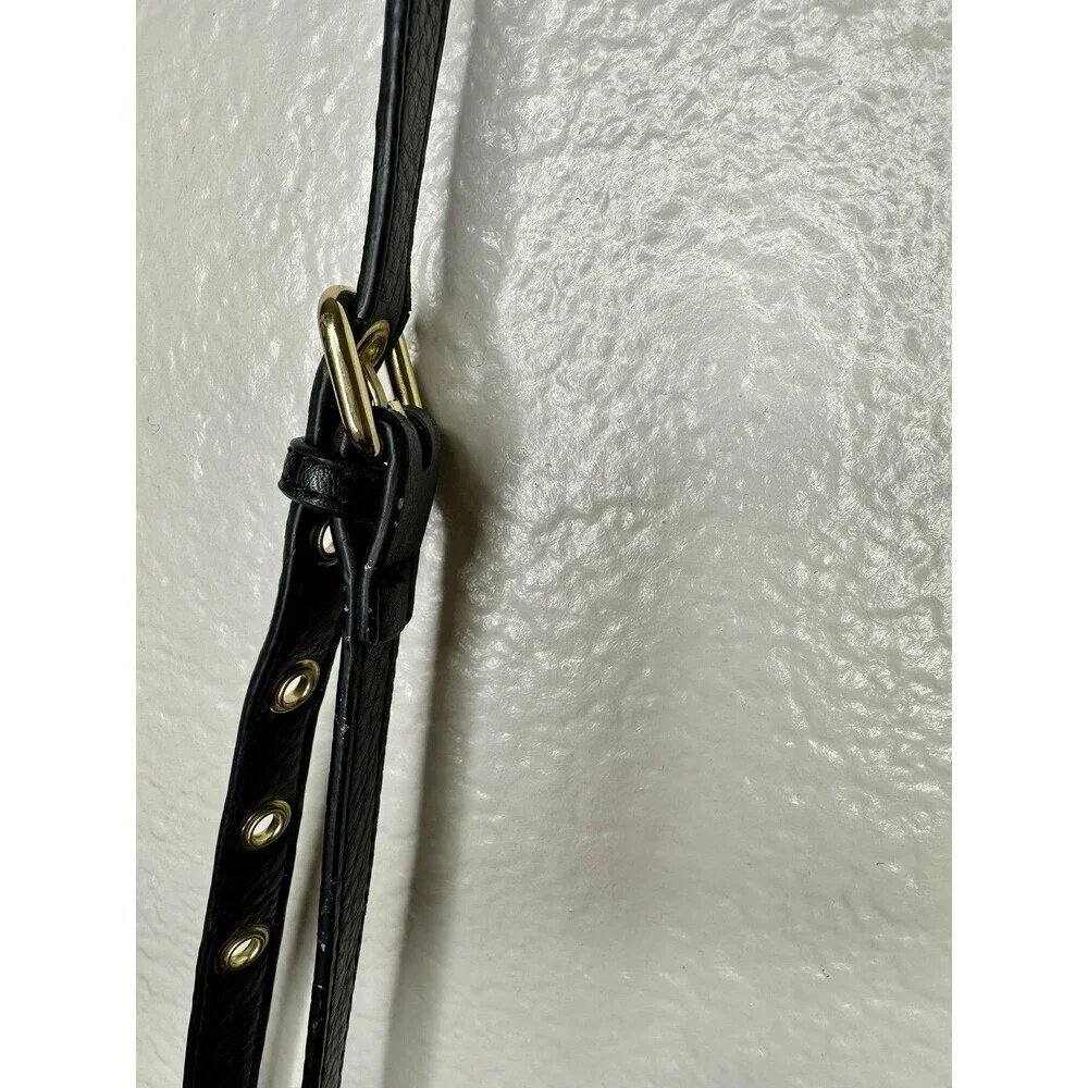 Juicy Couture Crossbody Bag Womens Small Black Faux Leather Tassel Mirror Charm