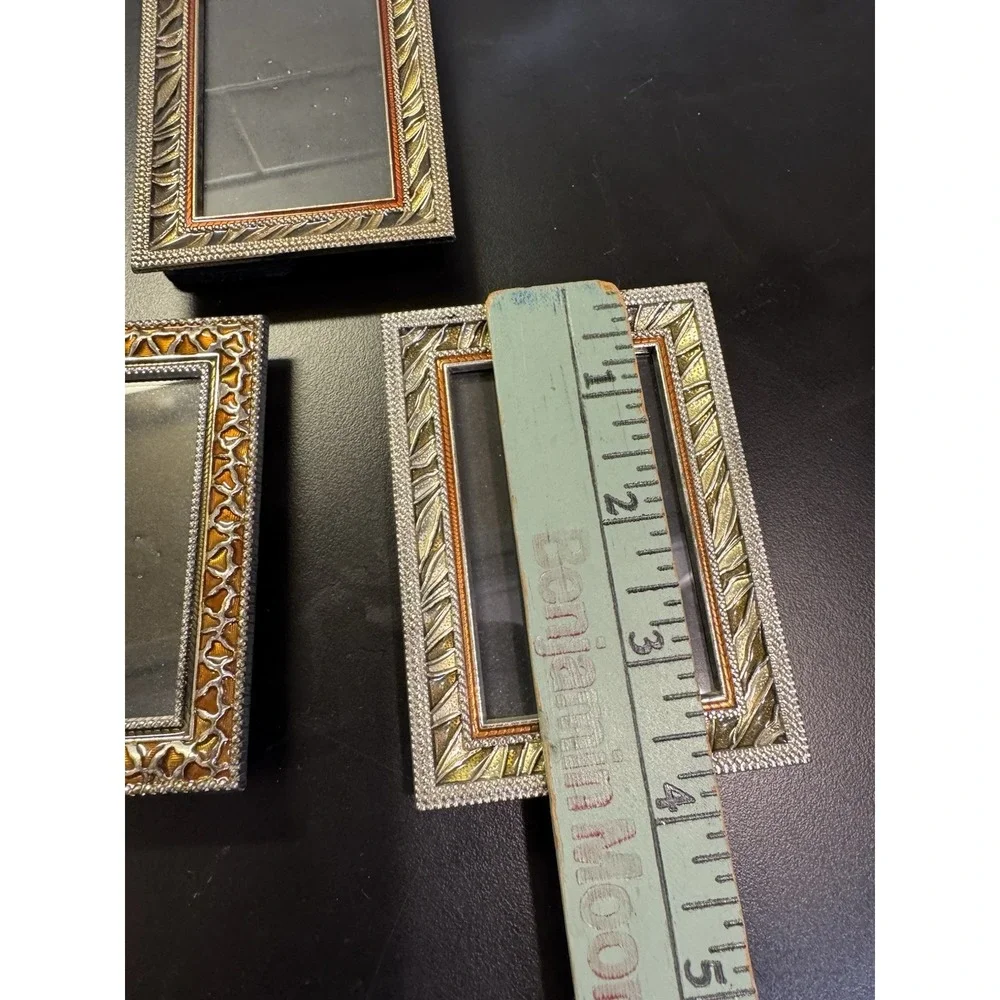 Brass  Enamel Mini Photo Frames Multicolored Set‎ Of 3