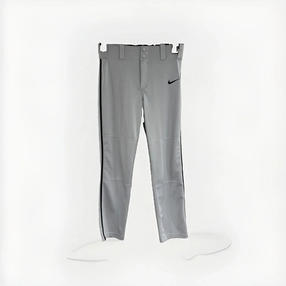 Nike Dri-FIT BOYS Large Gray Baseball Pants Black Piping Snap Waist NEW $35 F40