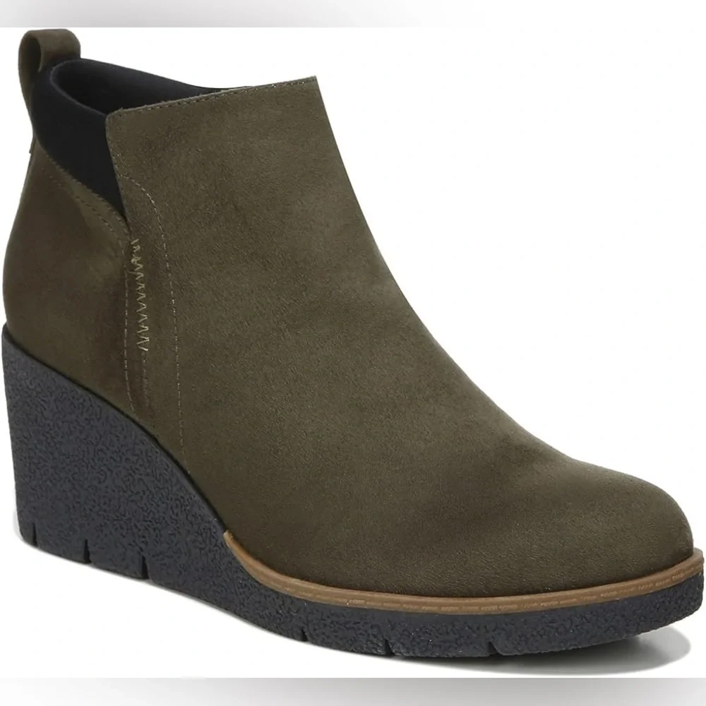 Dr. Scholl’s Berklie Wedge Ankle Boot Olive Comfort Bootie Women’s Size 10