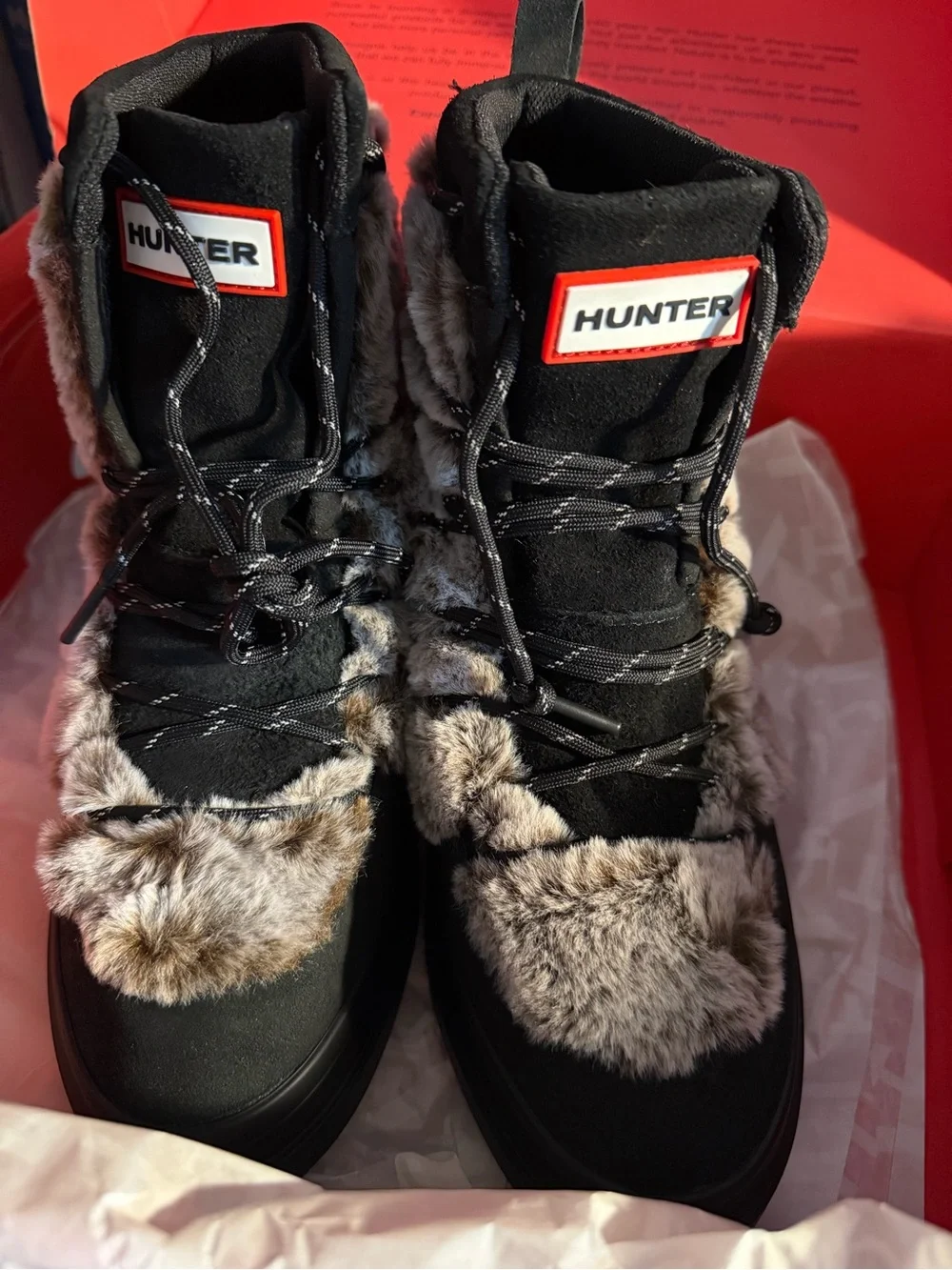 HUNTER Waterproof Faux Fur Trimmed Lace Up 🖤