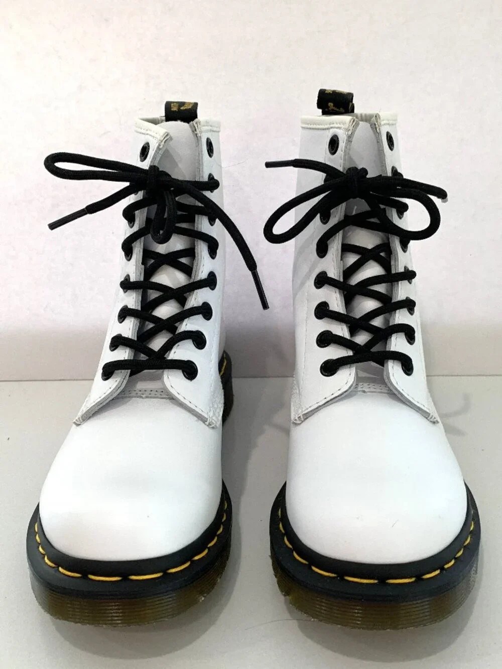 Dr. Martens 1460 Softy T Leather Lace Up Boots Combat Booties White Size 10 NEW