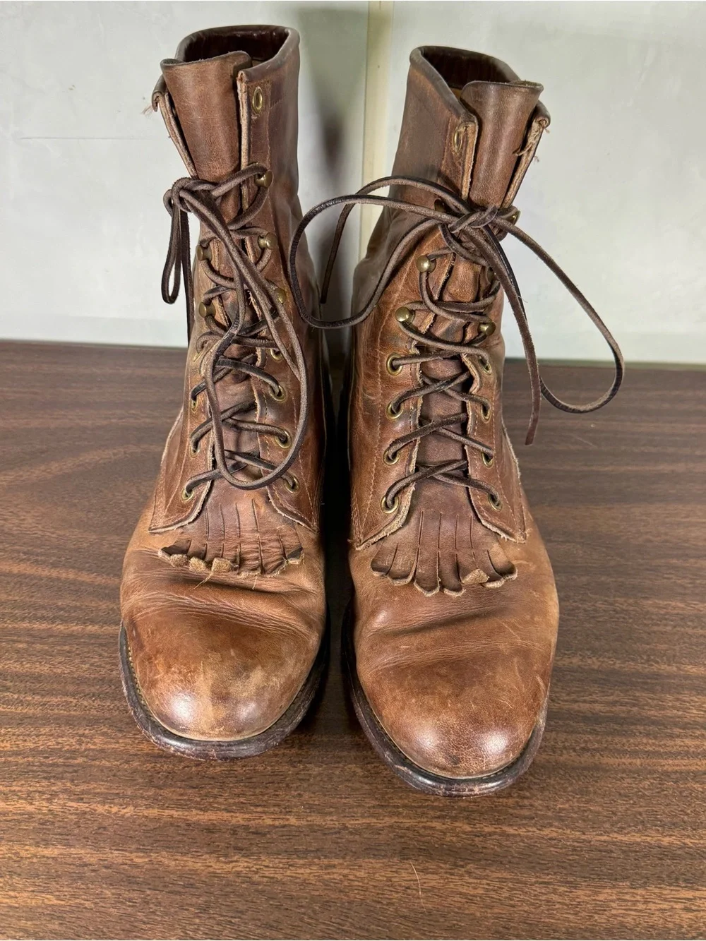 Justin Boot Kiltie Brown  Women’s Size 7.5 C Cowgirl Country Roper Distressed